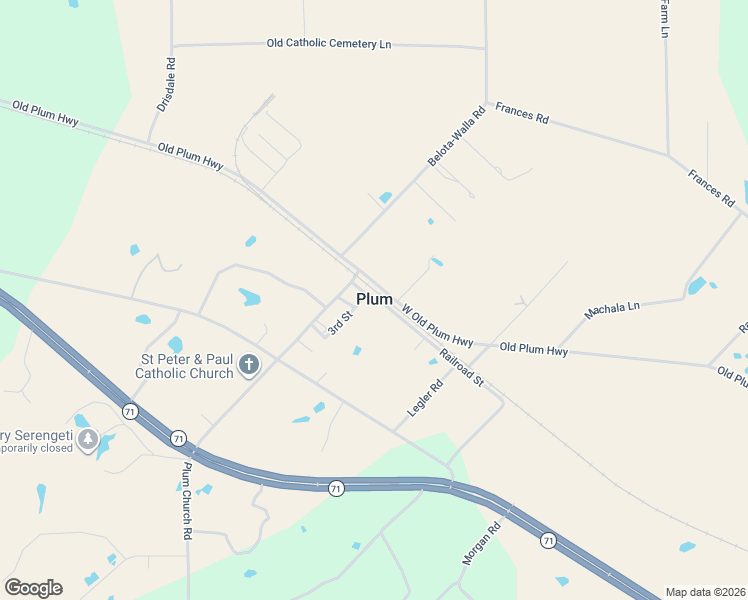 map of restaurants, bars, coffee shops, grocery stores, and more near in Plum