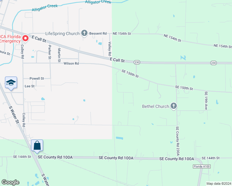 map of restaurants, bars, coffee shops, grocery stores, and more near 15070 Southeast 25th Avenue in Starke