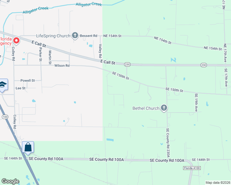 map of restaurants, bars, coffee shops, grocery stores, and more near 15013 Southeast 25th Avenue in Starke