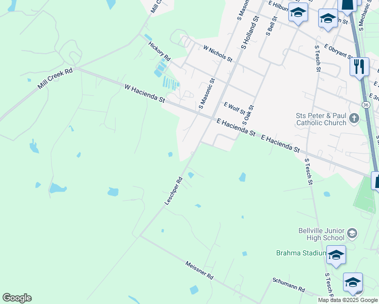 map of restaurants, bars, coffee shops, grocery stores, and more near 1190 South Holland Street in Bellville