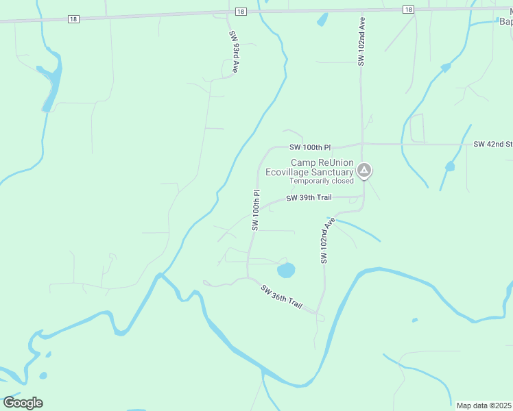 map of restaurants, bars, coffee shops, grocery stores, and more near Southwest 100th Place in Lake Butler