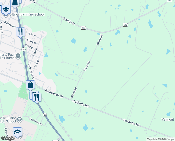 map of restaurants, bars, coffee shops, grocery stores, and more near 2217 Wendt Road in Bellville
