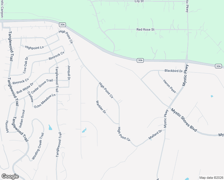 map of restaurants, bars, coffee shops, grocery stores, and more near 217 High Point Circle in Spring Branch