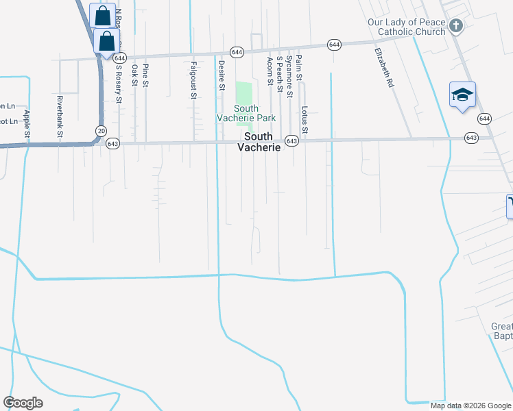 map of restaurants, bars, coffee shops, grocery stores, and more near 13449 Margaret Street in Vacherie