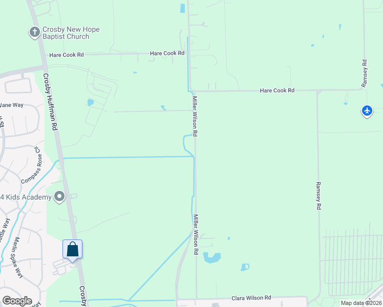 map of restaurants, bars, coffee shops, grocery stores, and more near 17631 Miller Wilson Road in Crosby