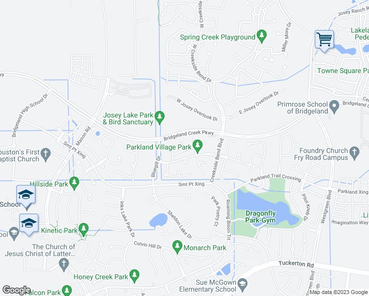 map of restaurants, bars, coffee shops, grocery stores, and more near 16114 Swift Fox Court in Cypress