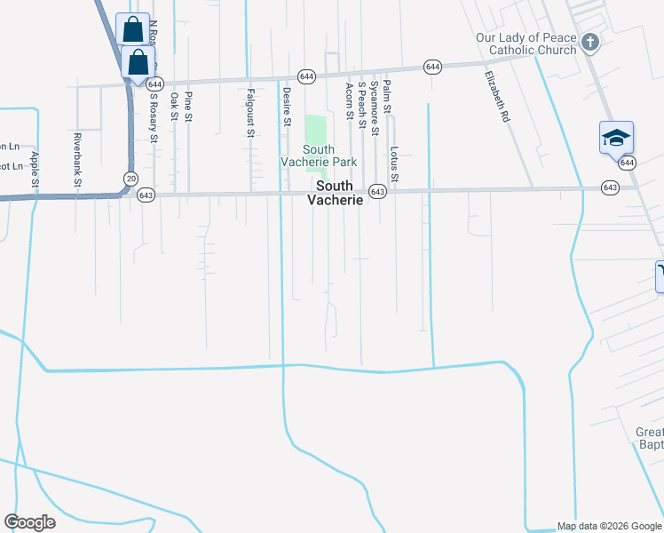 map of restaurants, bars, coffee shops, grocery stores, and more near 13449 Margaret Street in Vacherie