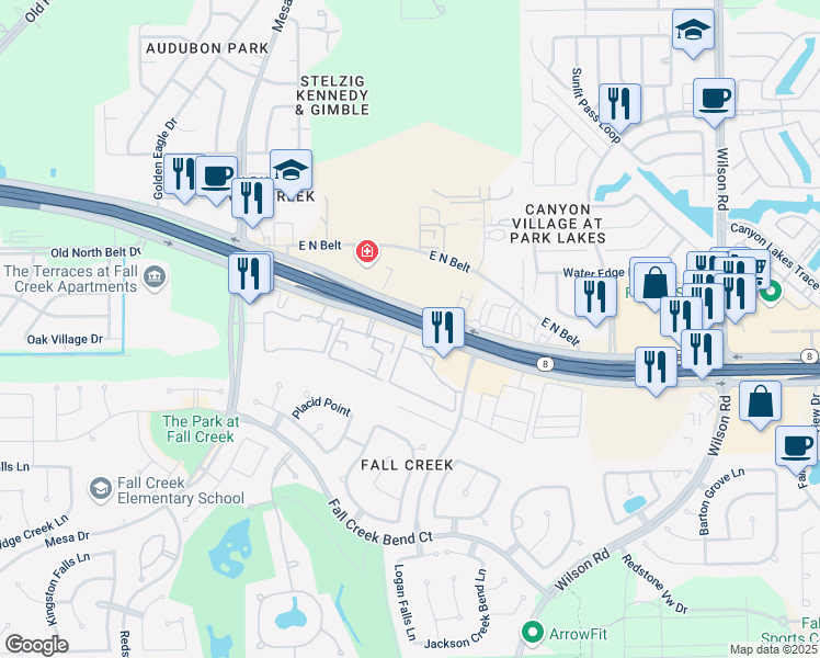 map of restaurants, bars, coffee shops, grocery stores, and more near 8448 North Sam Houston Parkway East in Humble