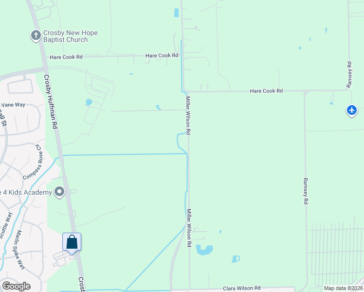 map of restaurants, bars, coffee shops, grocery stores, and more near 17631 Miller Wilson Road in Crosby