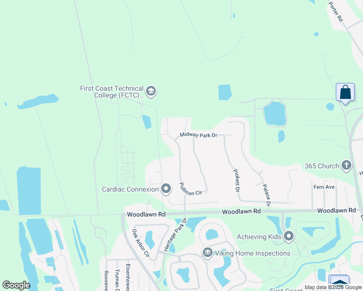 map of restaurants, bars, coffee shops, grocery stores, and more near 232 Pullman Circle in St. Augustine