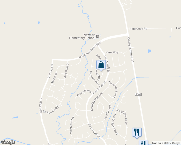 map of restaurants, bars, coffee shops, grocery stores, and more near 17506 Typhoon Way in Crosby