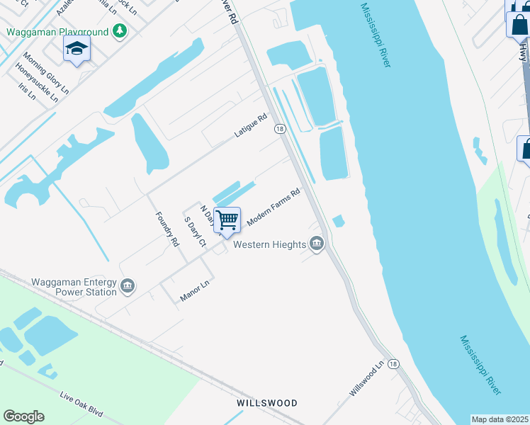 map of restaurants, bars, coffee shops, grocery stores, and more near 200 Modern Farms Road in Westwego