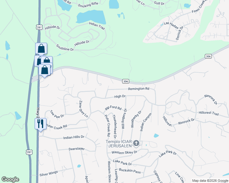 map of restaurants, bars, coffee shops, grocery stores, and more near 31051 Farm to Market Road 306 in Spring Branch