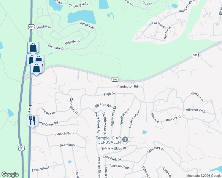 map of restaurants, bars, coffee shops, grocery stores, and more near 235 Remington Road in Spring Branch