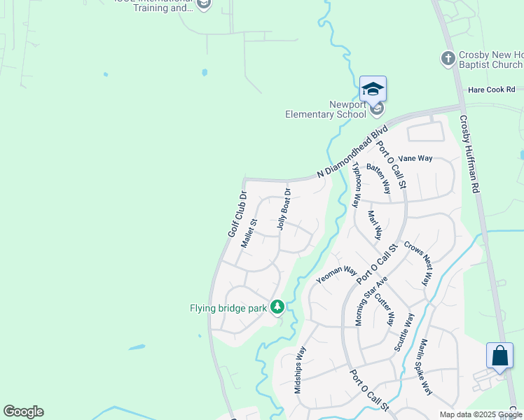 map of restaurants, bars, coffee shops, grocery stores, and more near 17631 Mallet Street in Crosby