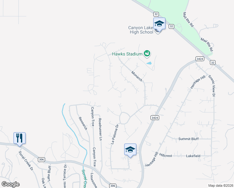 map of restaurants, bars, coffee shops, grocery stores, and more near 1031 Parton Road in Fischer