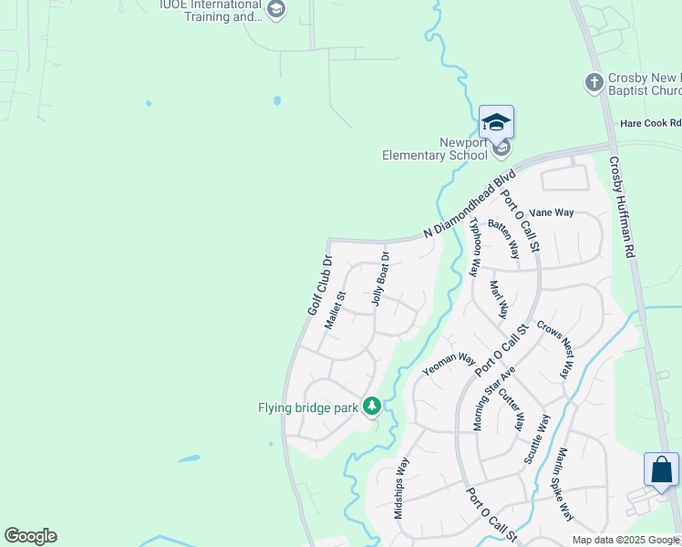 map of restaurants, bars, coffee shops, grocery stores, and more near 17631 Mallet Street in Crosby