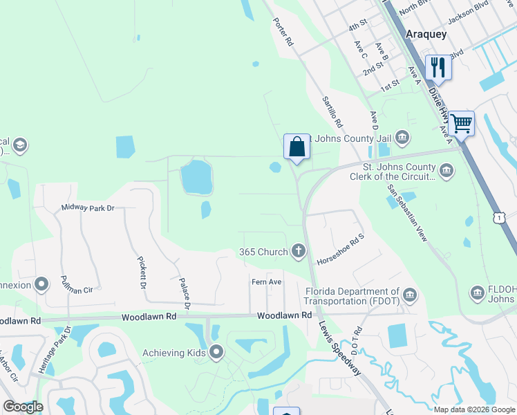 map of restaurants, bars, coffee shops, grocery stores, and more near 126 Plantation Point Drive in St. Augustine