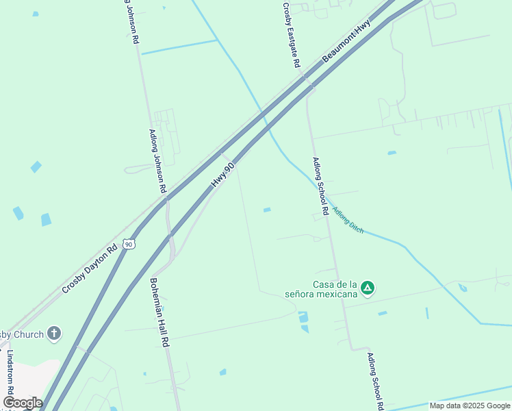 map of restaurants, bars, coffee shops, grocery stores, and more near 17408 Janacek Road in Crosby