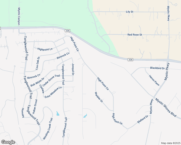 map of restaurants, bars, coffee shops, grocery stores, and more near 164 High Point Cir in Spring Branch