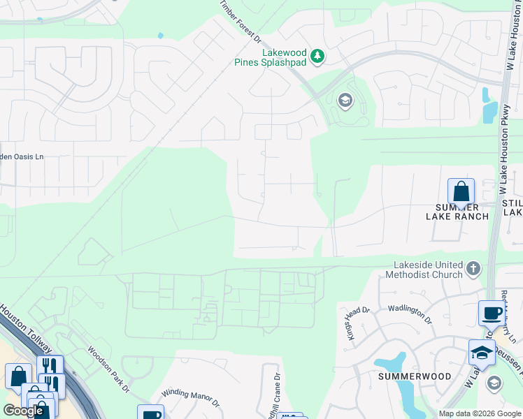 map of restaurants, bars, coffee shops, grocery stores, and more near 14710 Pinto Pony Trail in Houston