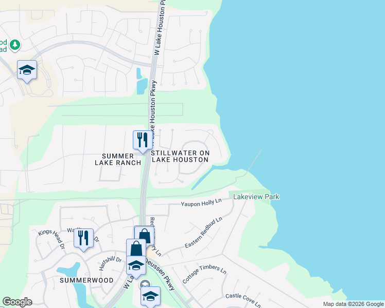 map of restaurants, bars, coffee shops, grocery stores, and more near 13223 Whisper Hollow Lane in Houston