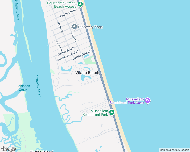 map of restaurants, bars, coffee shops, grocery stores, and more near 3655 Village Drive in St. Augustine