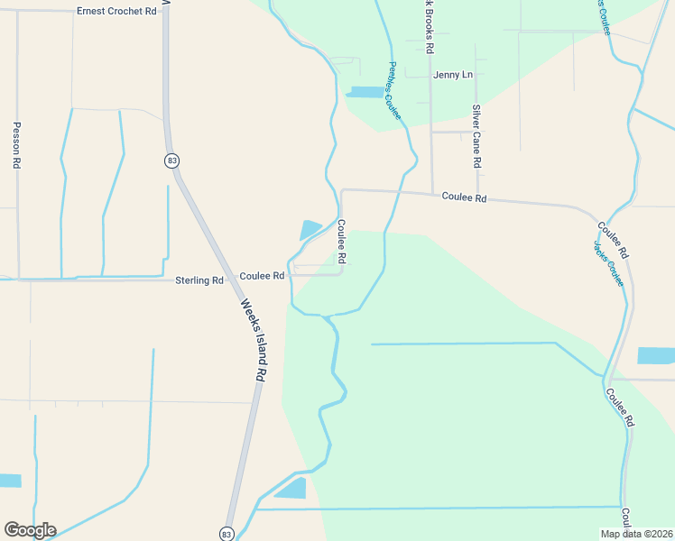 map of restaurants, bars, coffee shops, grocery stores, and more near 3609 Coulee Road in New Iberia