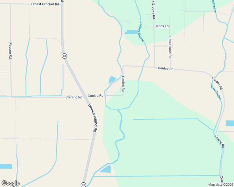 map of restaurants, bars, coffee shops, grocery stores, and more near 3609 Coulee Road in New Iberia