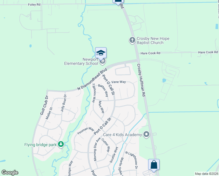 map of restaurants, bars, coffee shops, grocery stores, and more near 17811 Port O Call Street in Crosby