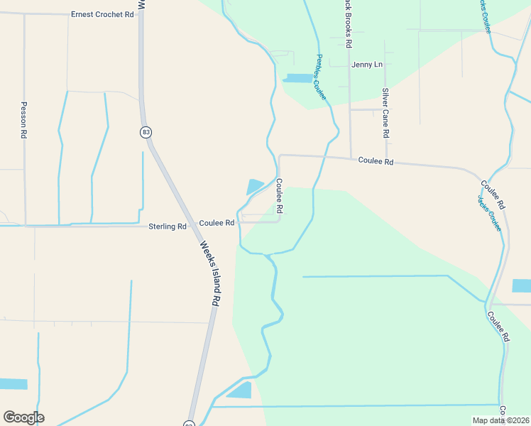 map of restaurants, bars, coffee shops, grocery stores, and more near 3609 Coulee Road in New Iberia