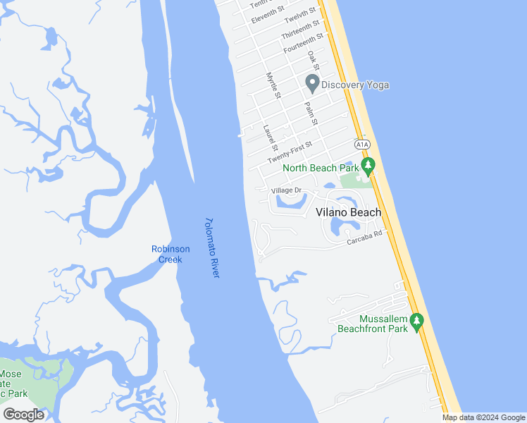 map of restaurants, bars, coffee shops, grocery stores, and more near 328 Village Drive in St. Augustine