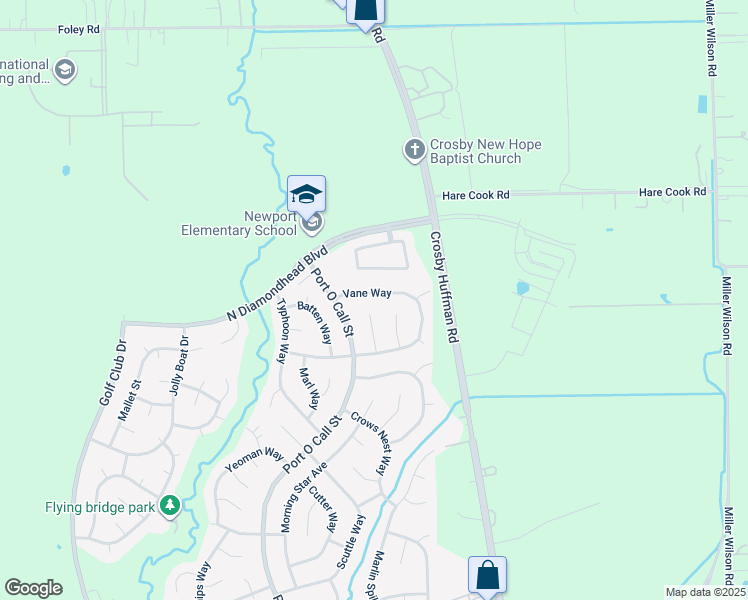 map of restaurants, bars, coffee shops, grocery stores, and more near 439 Vane Way in Crosby