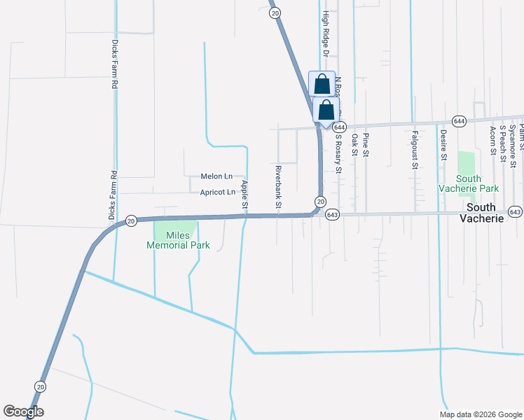 map of restaurants, bars, coffee shops, grocery stores, and more near 23118 Riverbank Street in Vacherie