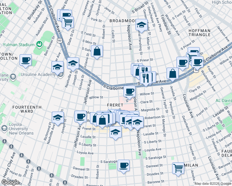map of restaurants, bars, coffee shops, grocery stores, and more near in New Orleans