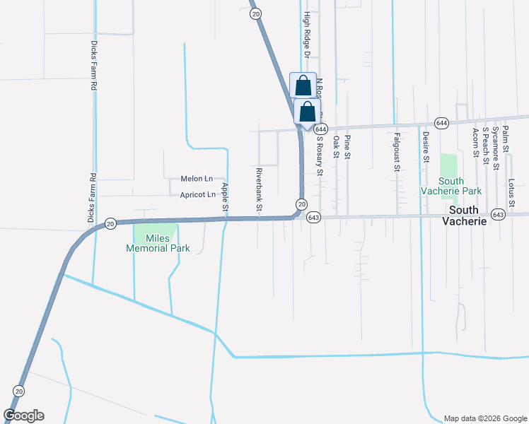 map of restaurants, bars, coffee shops, grocery stores, and more near 23117 Riverbank Street in Vacherie