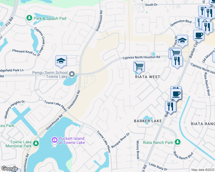 map of restaurants, bars, coffee shops, grocery stores, and more near 10907 Laguna Mesa Drive in Cypress