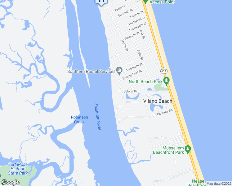 map of restaurants, bars, coffee shops, grocery stores, and more near 3813 Wahoo Drive in Saint Augustine
