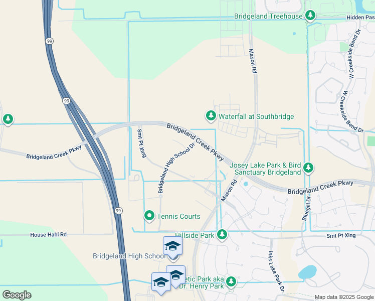map of restaurants, bars, coffee shops, grocery stores, and more near Bridgeland Creek Parkway in Cypress