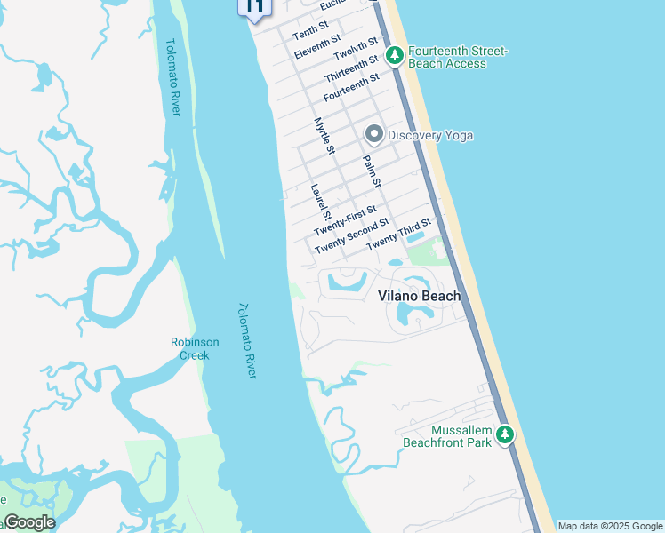 map of restaurants, bars, coffee shops, grocery stores, and more near 606 Twenty Third Street in St. Augustine