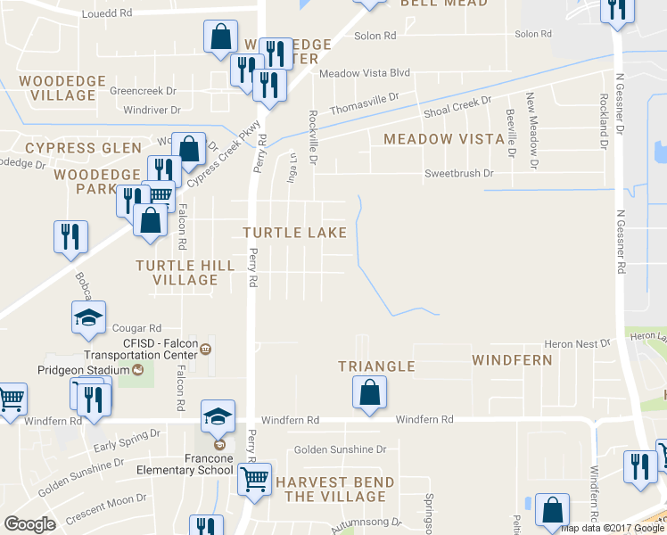 map of restaurants, bars, coffee shops, grocery stores, and more near 11711 Early Mist Court in Houston