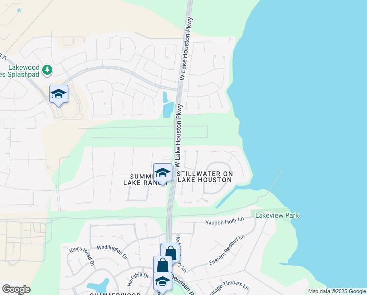 map of restaurants, bars, coffee shops, grocery stores, and more near 14935 Samuel Springs Lane in Houston