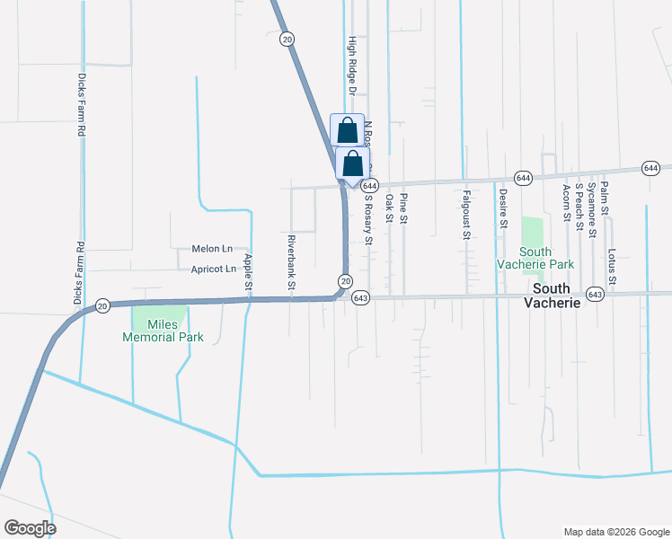 map of restaurants, bars, coffee shops, grocery stores, and more near 23142 Louisiana 20 in Vacherie