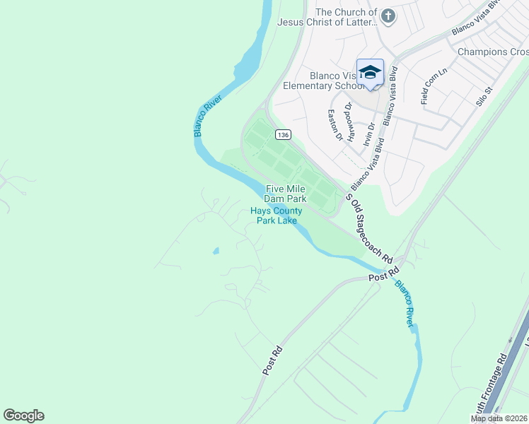 map of restaurants, bars, coffee shops, grocery stores, and more near 500 Blanco River Ranch Road in San Marcos