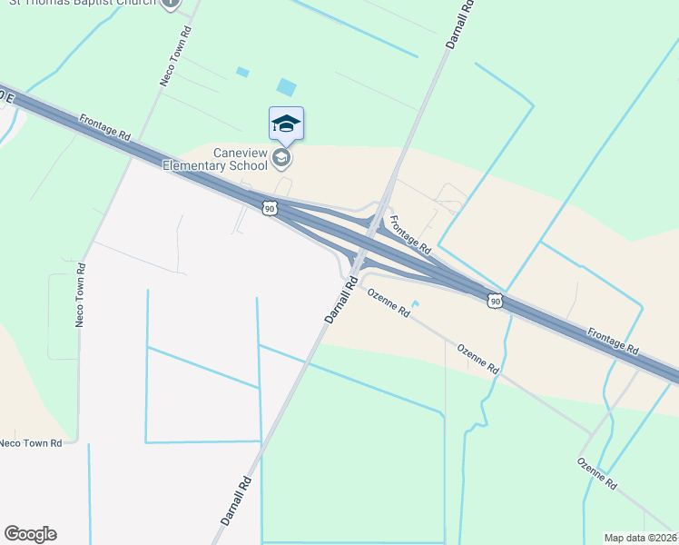 map of restaurants, bars, coffee shops, grocery stores, and more near 2414 Darnall Road in New Iberia