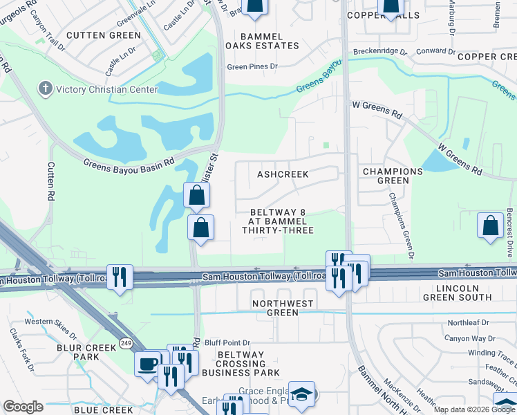 map of restaurants, bars, coffee shops, grocery stores, and more near 5606 Imperial Grove Drive in Houston