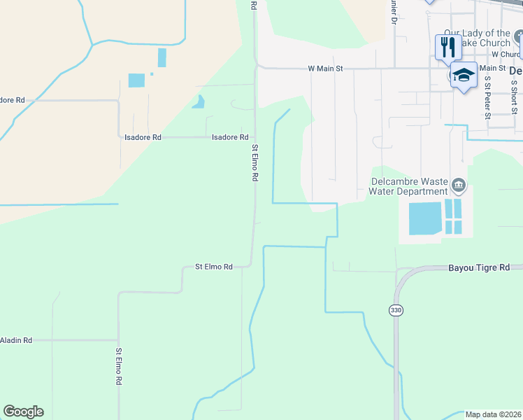 map of restaurants, bars, coffee shops, grocery stores, and more near 14224-14498 Saint Elmo Road in Erath