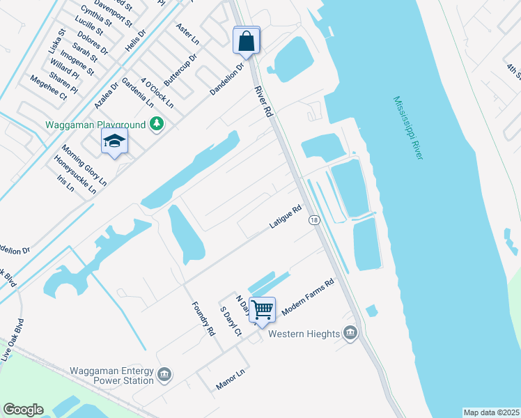 map of restaurants, bars, coffee shops, grocery stores, and more near 165 Phillip Bros Drive in Westwego