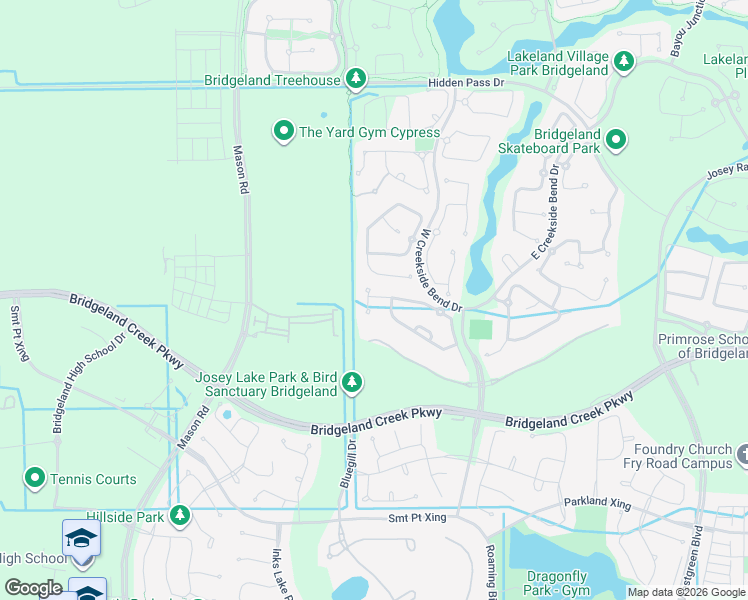 map of restaurants, bars, coffee shops, grocery stores, and more near 16518 Cancy Creek Court in Cypress