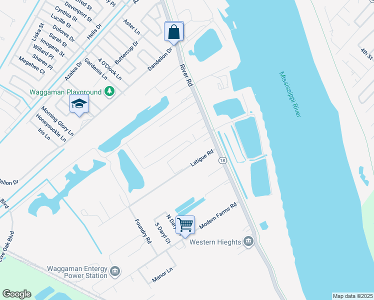 map of restaurants, bars, coffee shops, grocery stores, and more near 165 Phillip Bros Drive in Westwego